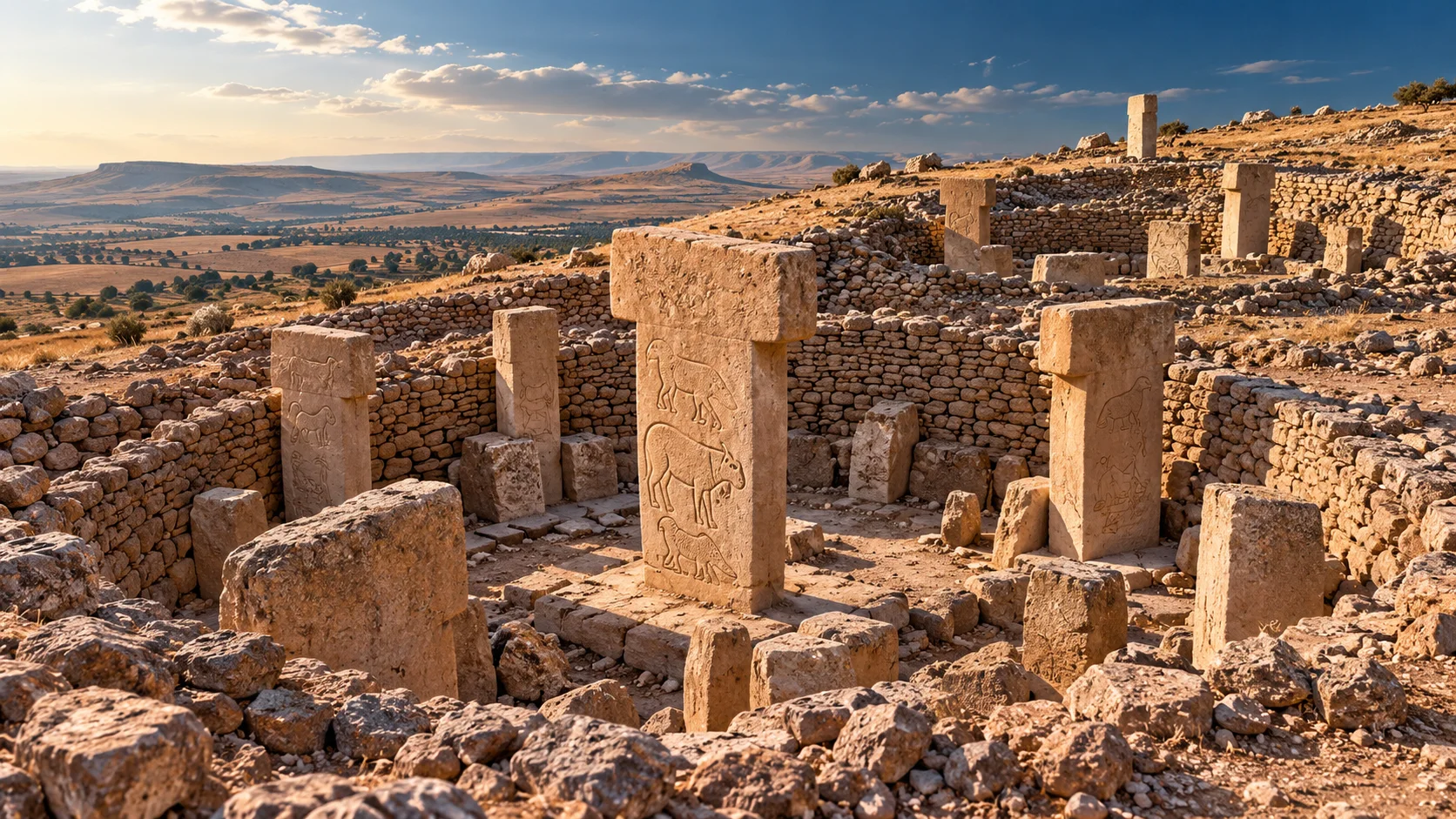 Göbeklitepe'deki T biçimli dikilitaşları gösteren temsili görsel